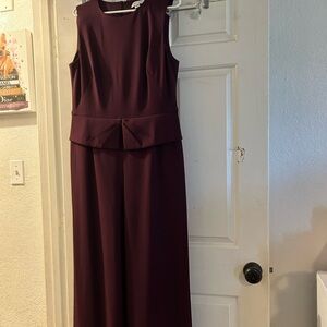 Calvin Klein Sleeveless Wide-Leg Jumpsuit in Plum